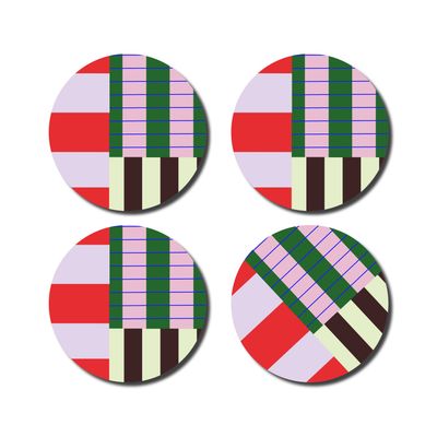 Onderzetters · Stripes red pink green