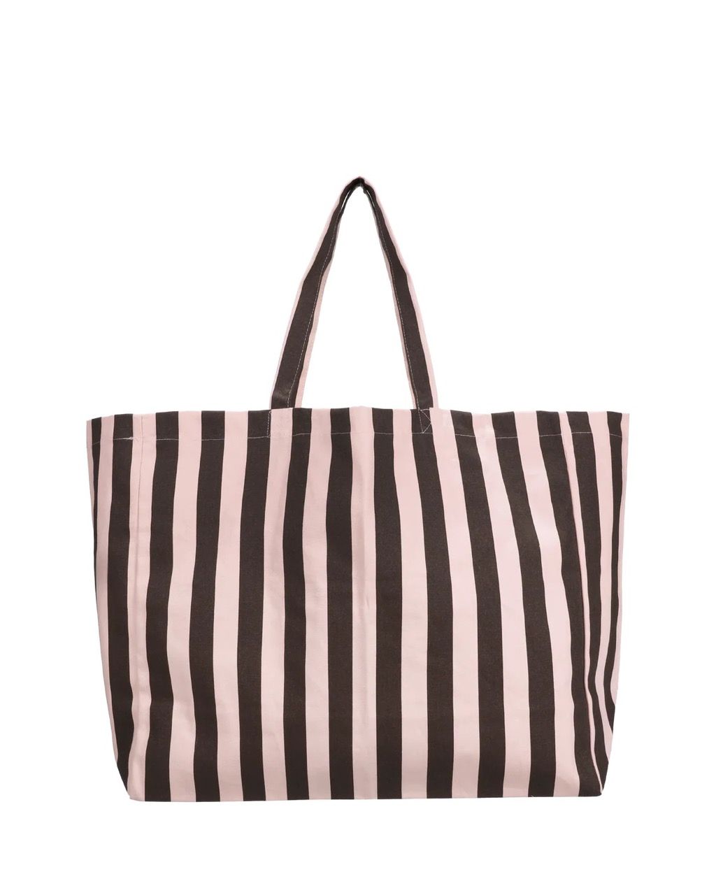 Katoenen strandtas · stripes · powder pink + chocolate