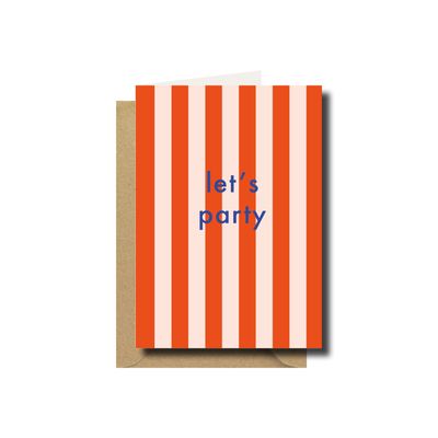 Wenskaart · Let's party striped