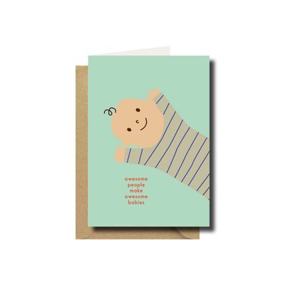Wenskaart · awesome babies green