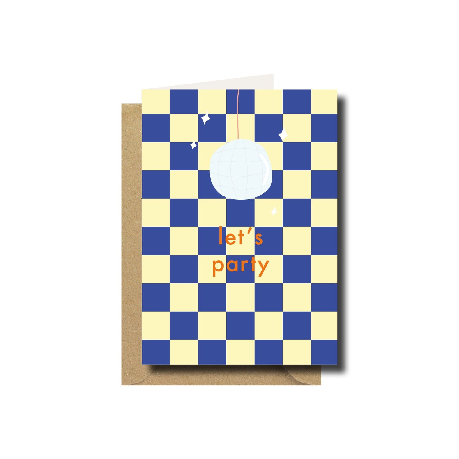 Wenskaart · Let's party disco ball