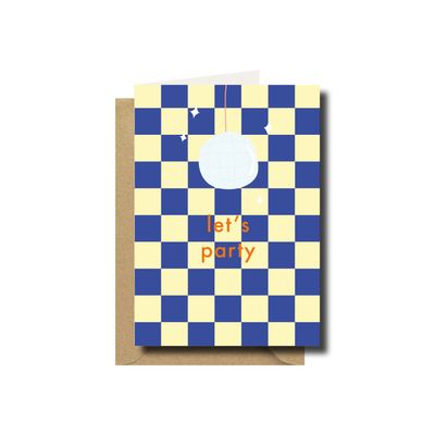 Wenskaart · Let's party disco ball