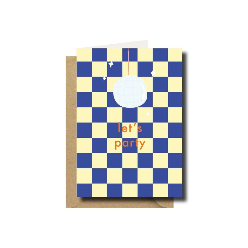 Wenskaart · Let's party disco ball