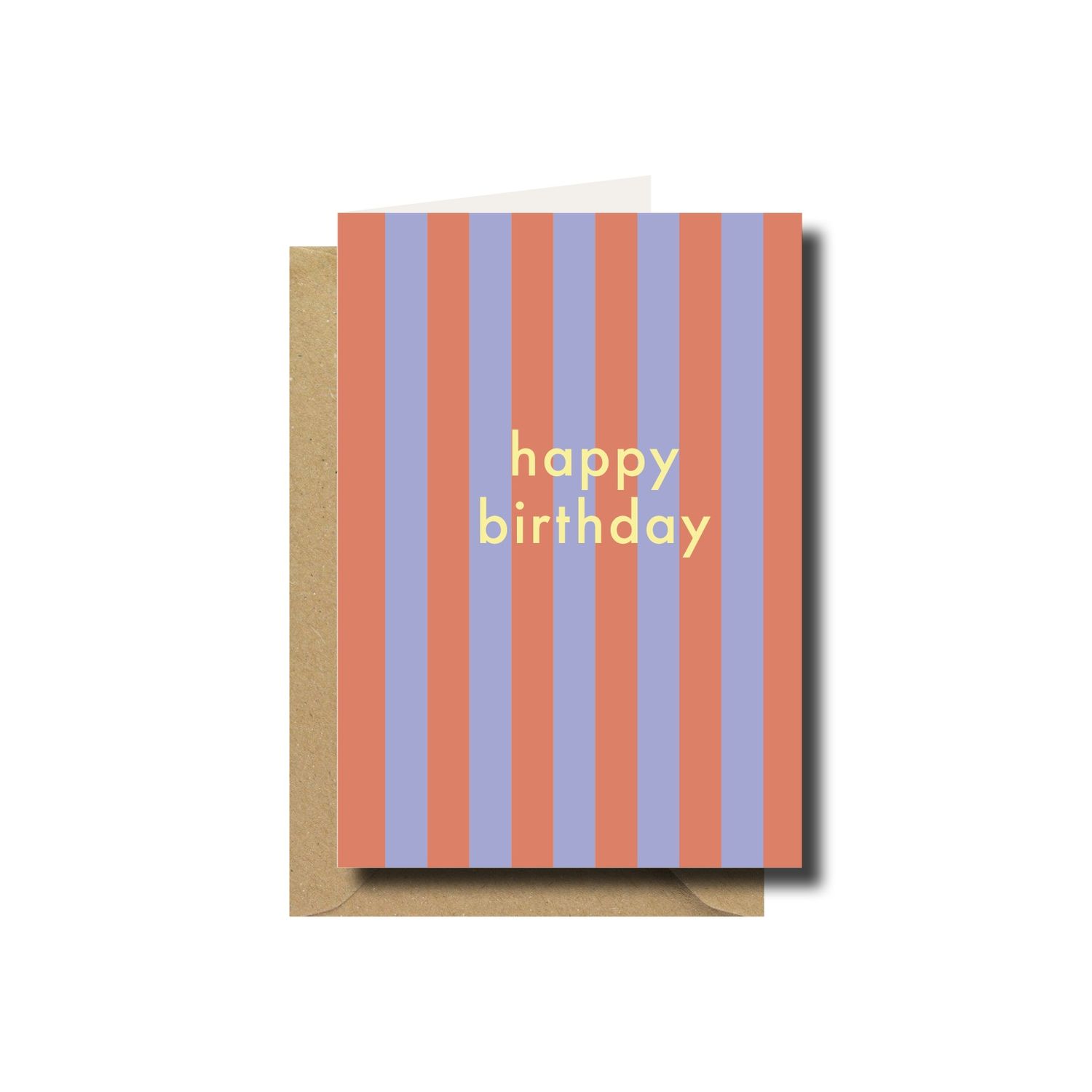 Wenskaart · Happy birthday striped lila