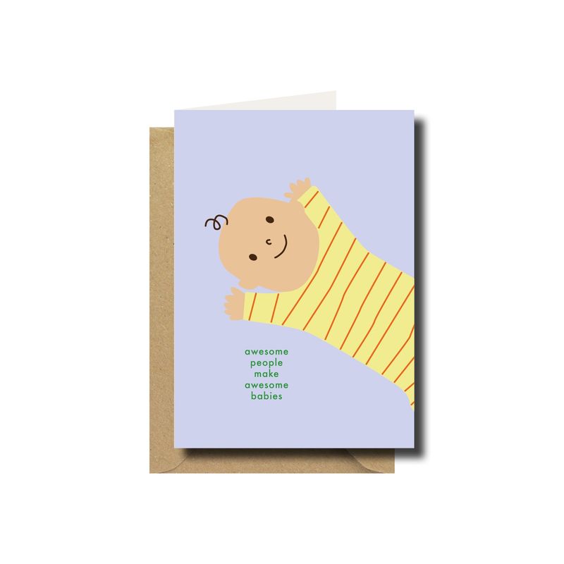 Wenskaart · awesome babies lila