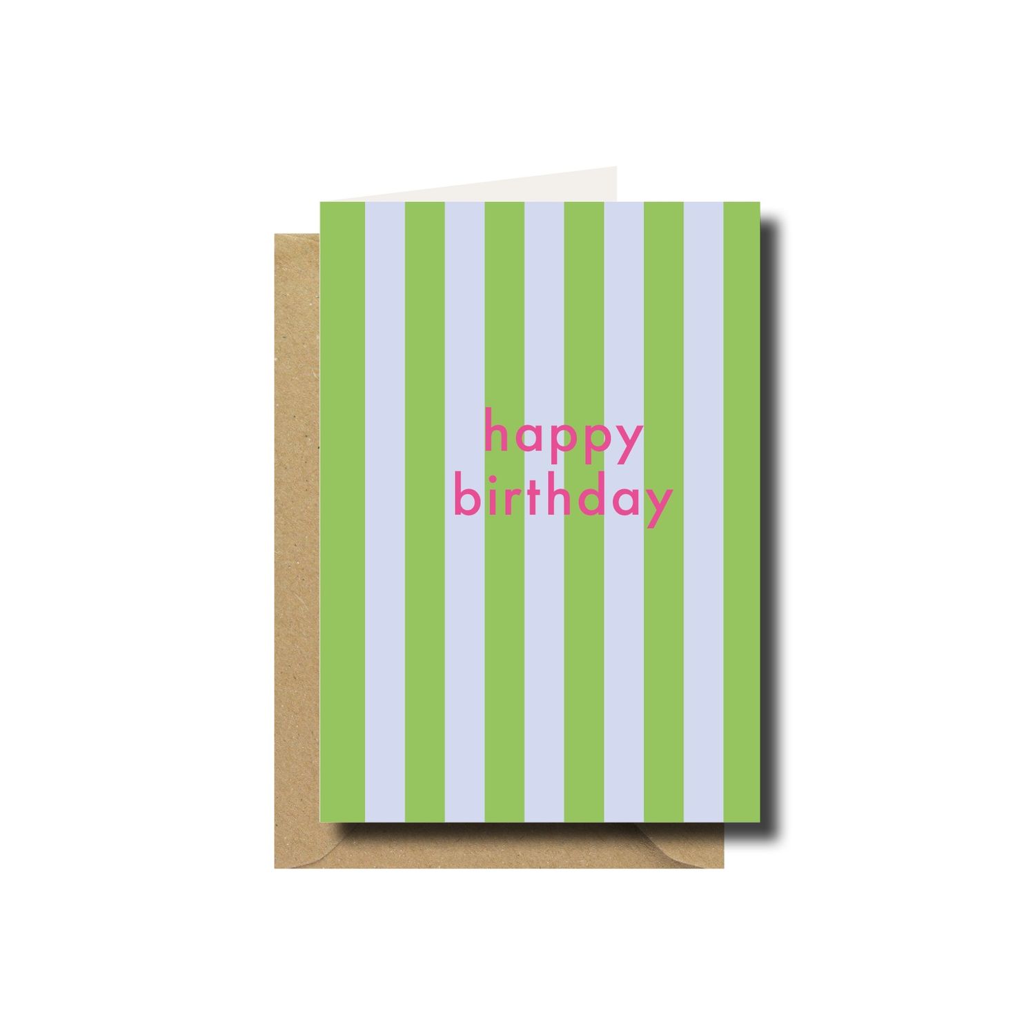 Wenskaart · Happy birthday striped green/blue
