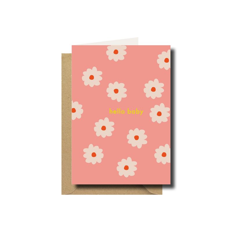 Wenskaart · Hello baby flowers