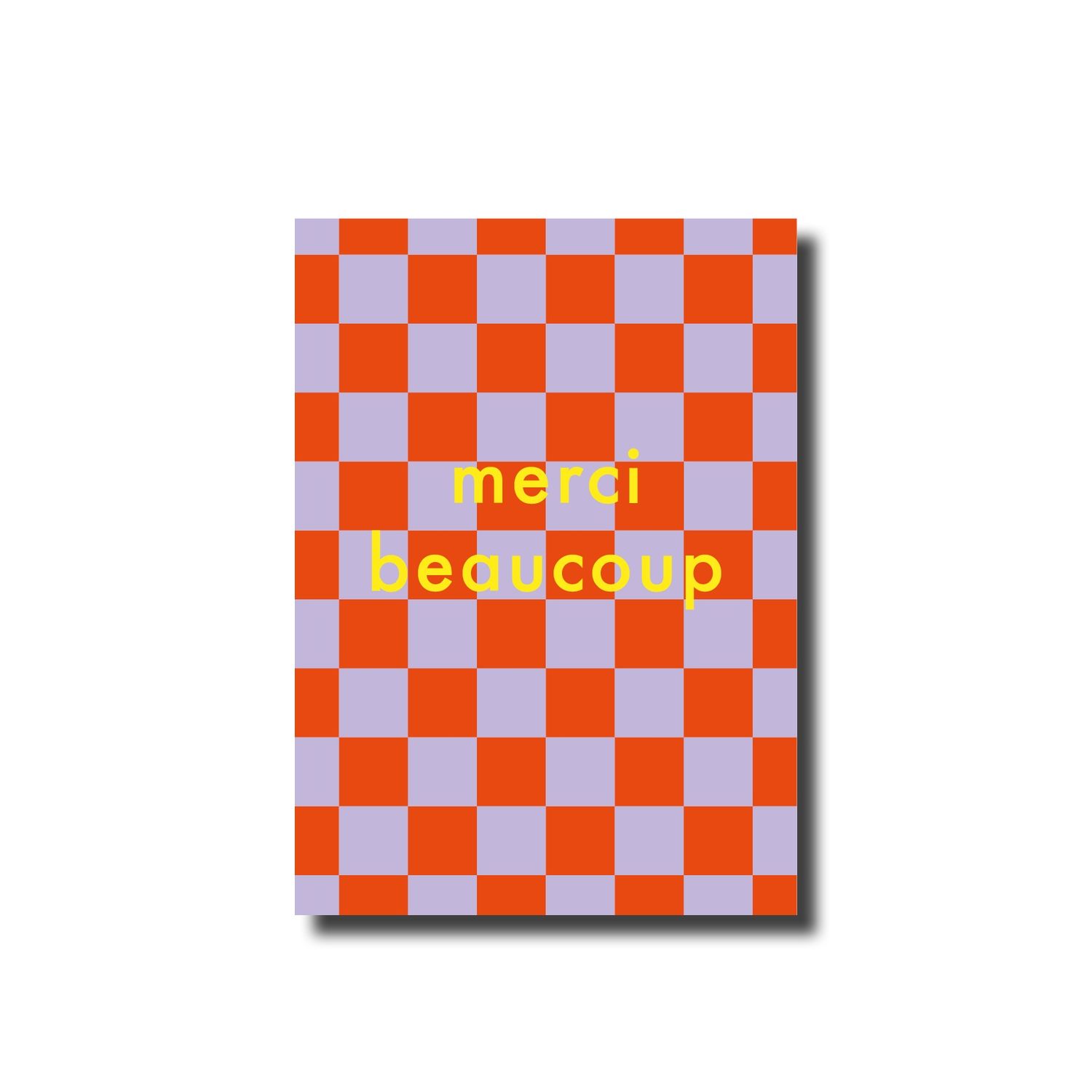 Postcard · merci beaucoup checkered lila/red