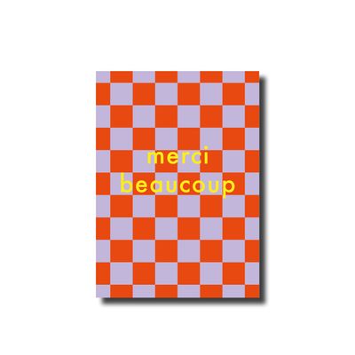 Postcard · merci beaucoup checkered lila/red