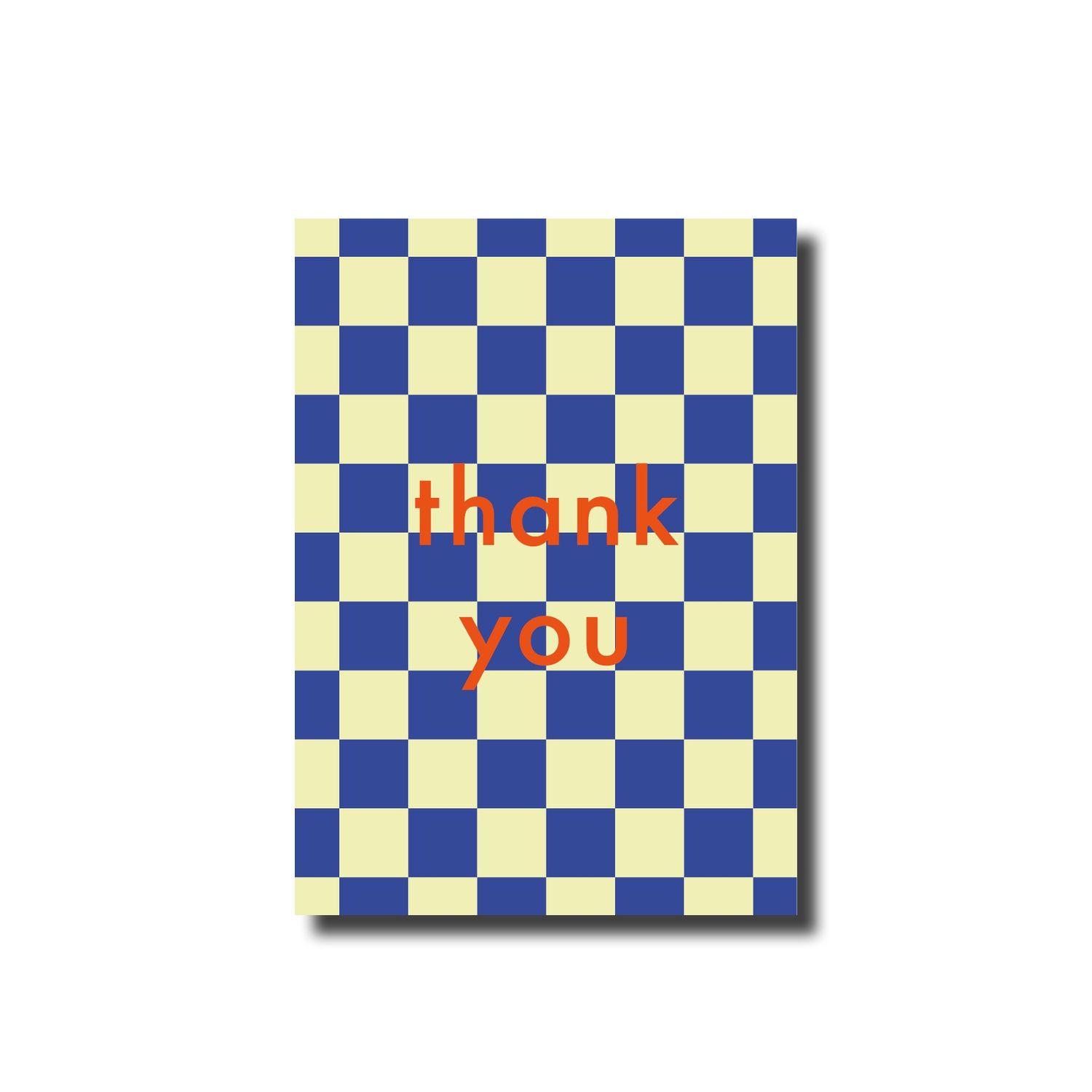 Postcard · thank you checkered blue