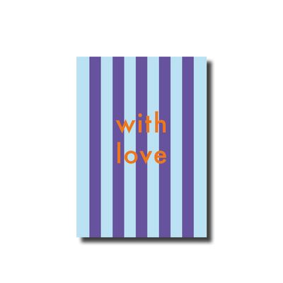 Postcard · with love striped blue/lila