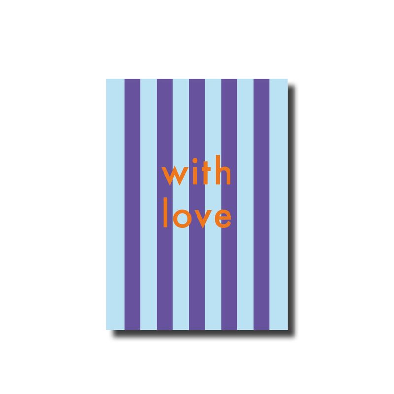 Postcard · with love striped blue/lila