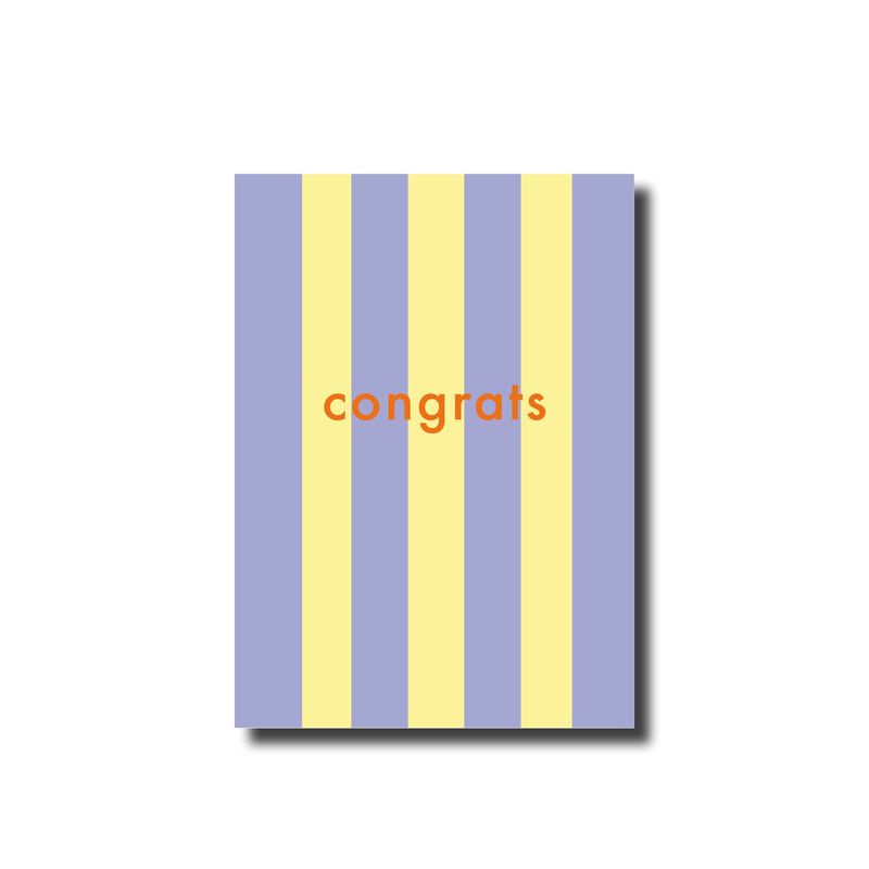 Postcard · congrats striped yellow/lila