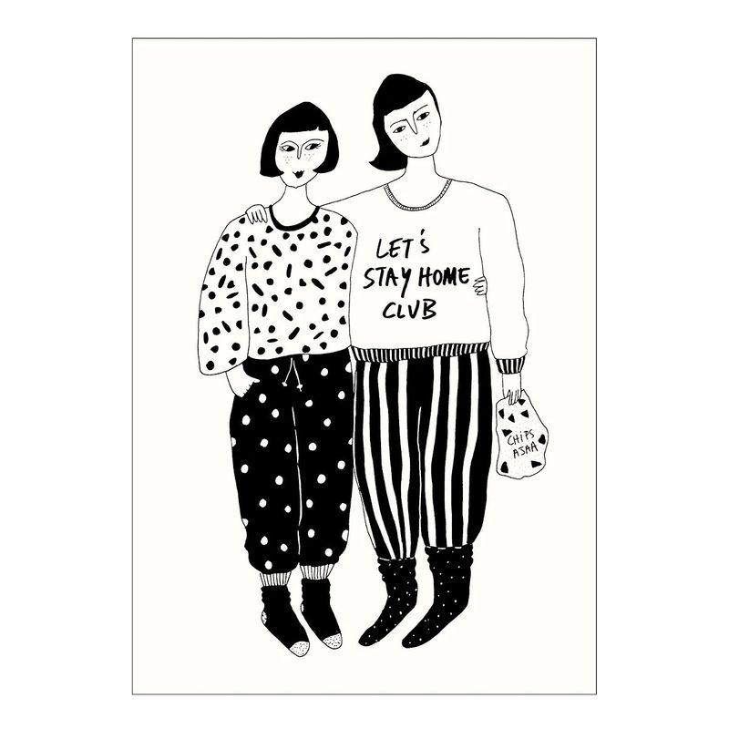 Helen B ansichtkaart stay home club