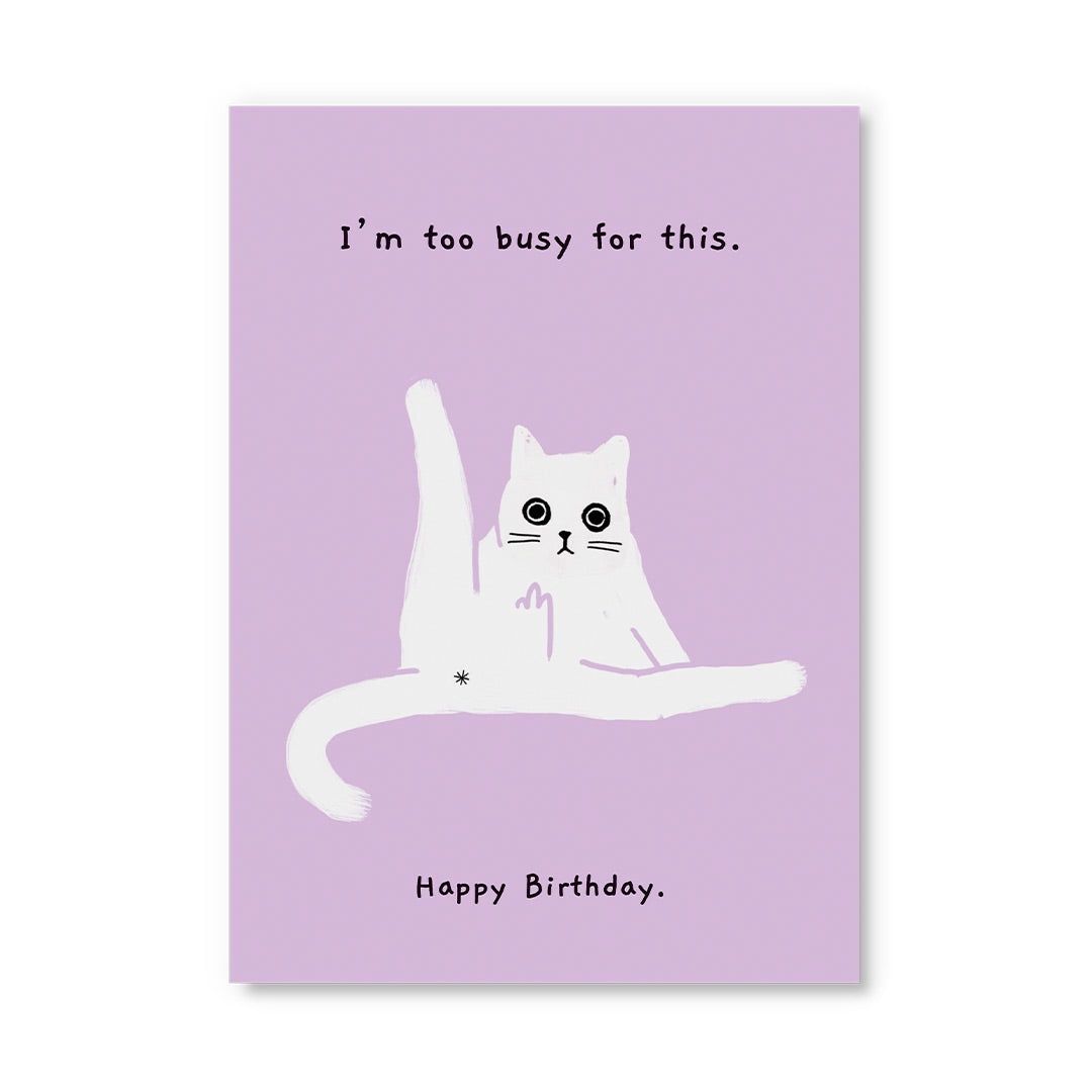 Postcard · 'Birthday, too busy'
