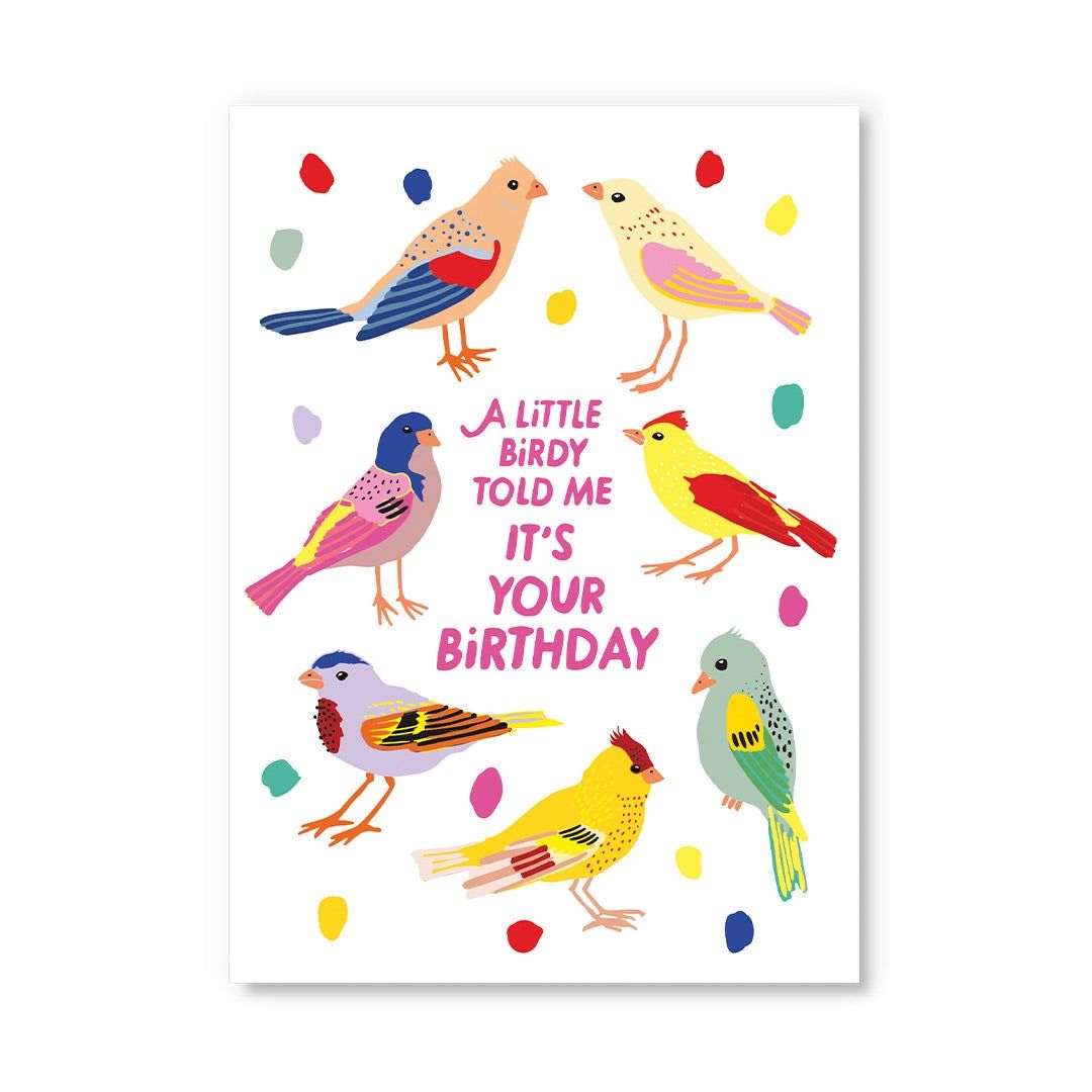 Postcard · 'Happy birthday birdies'