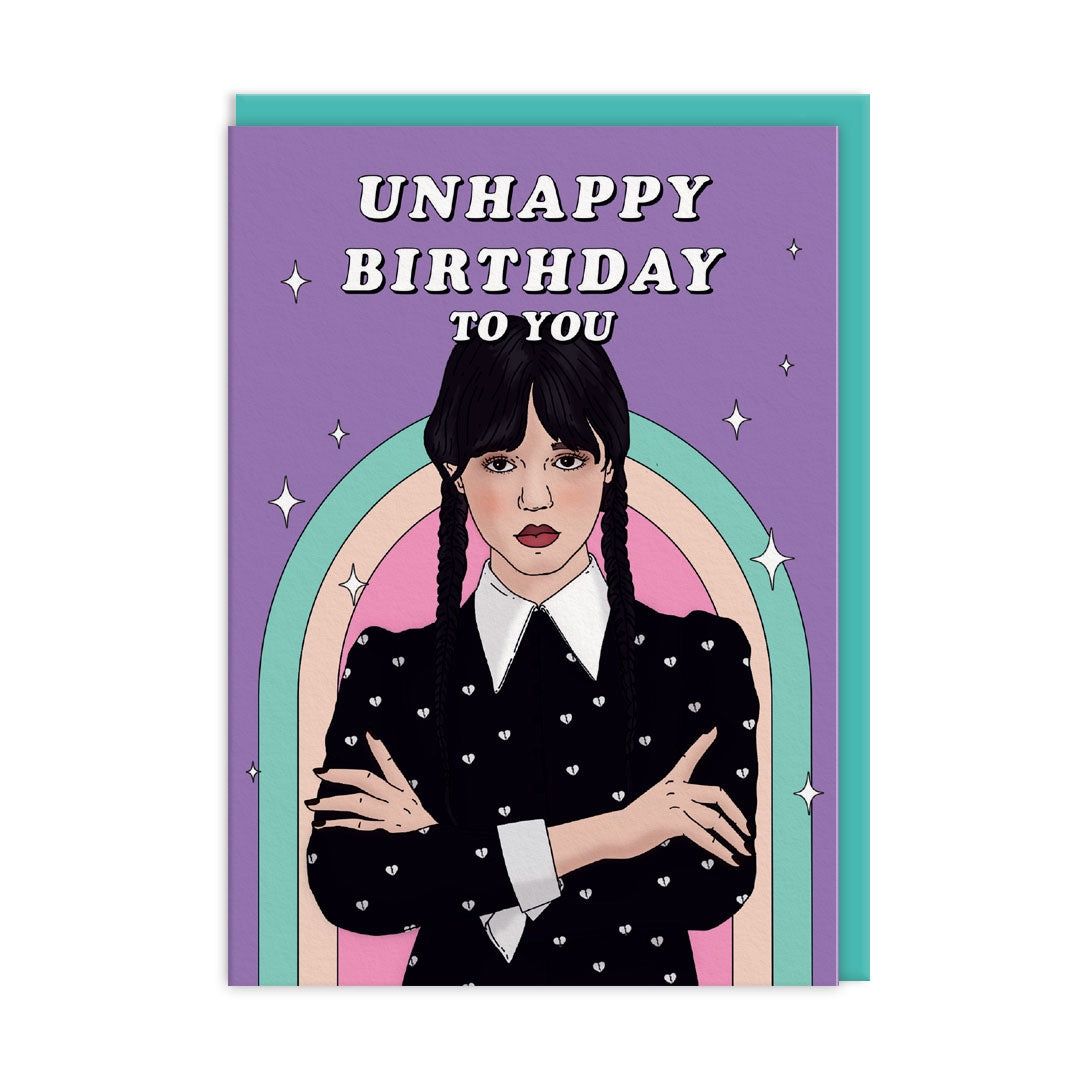 Wenskaart · 'Wednesday Addams Unhappy Birthday'