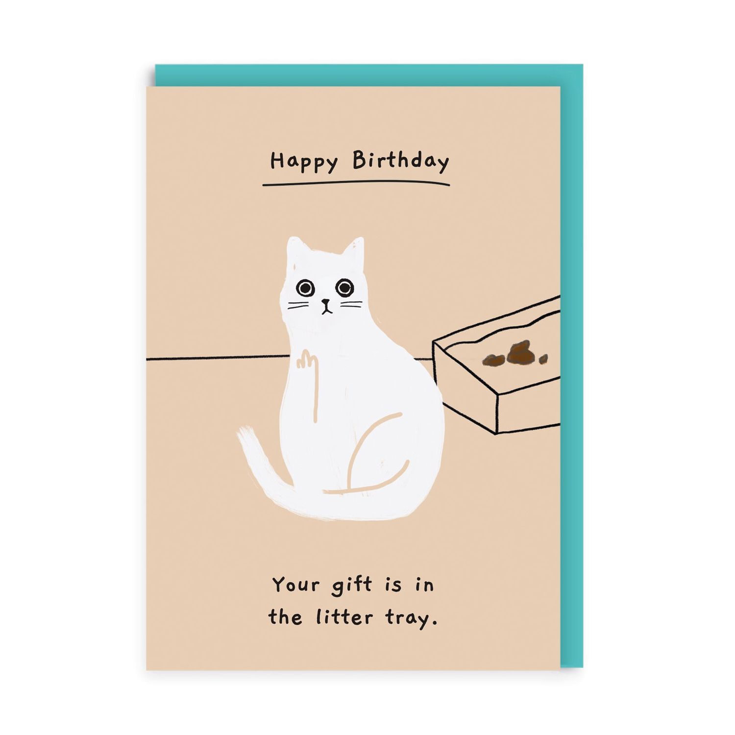 Wenskaart · 'Gift Is In The Litter Tray'
