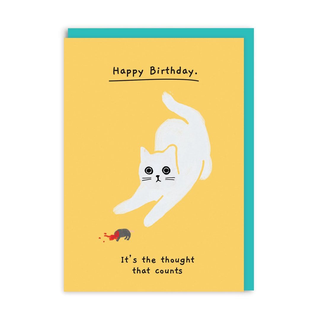 Wenskaart · 'Birthday, it's the thought that counts'