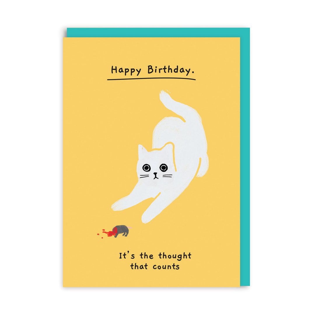 Wenskaart · 'Birthday, it's the thought that counts'