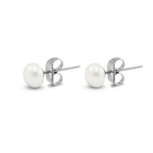 Oorbellen ·  silver - pearl white 6mm