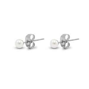 Oorbellen · silver - pearl white 4mm
