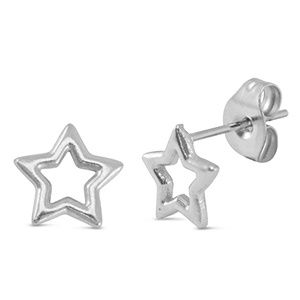 Oorbellen · open ster silver 8 mm