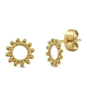 Oorbellen · open bloem met bolletjes gold