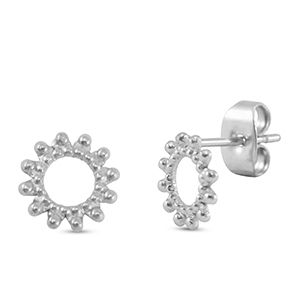 Oorbellen · open bloem met bolletjes silver