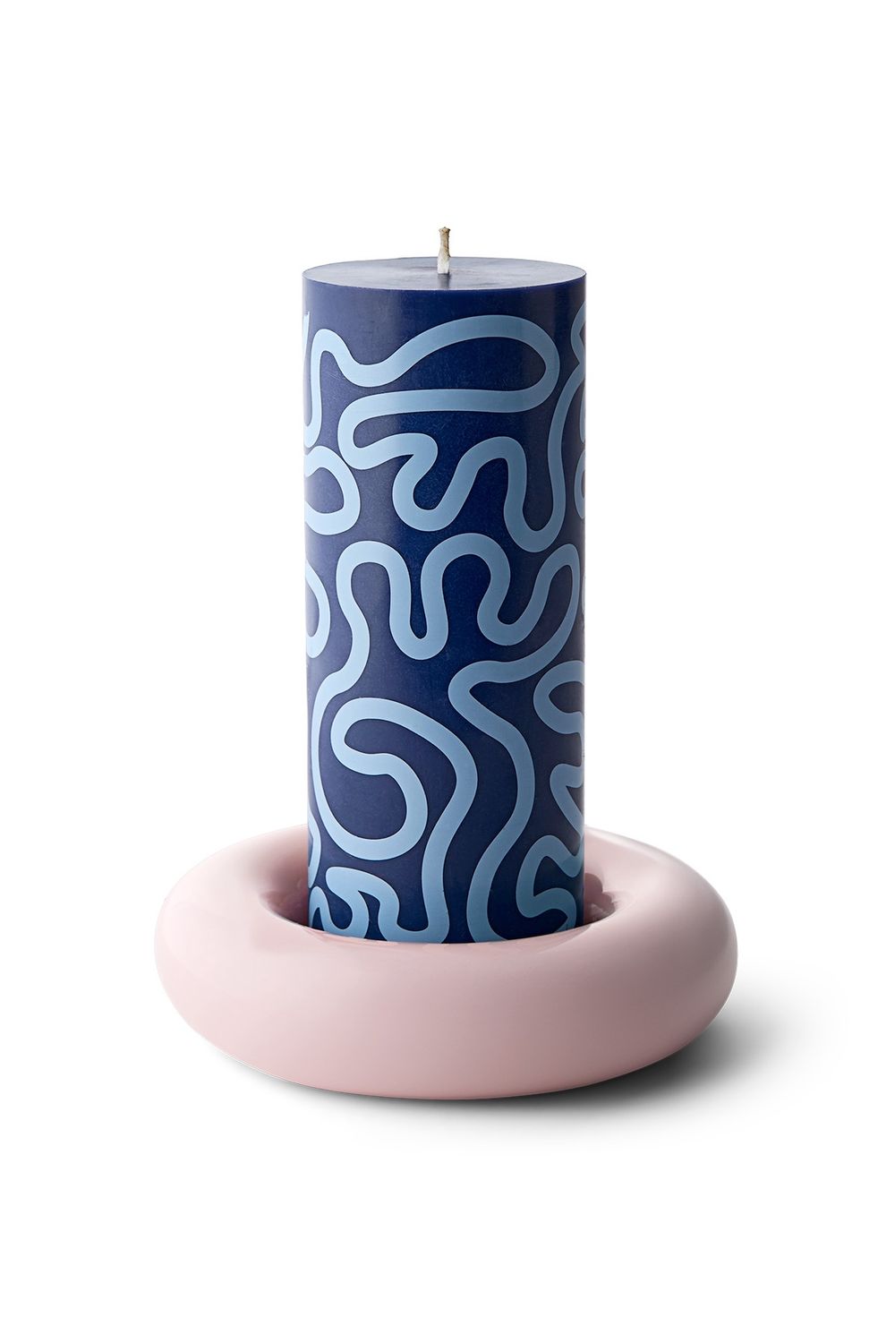 Studio About · Pilaar kaars dark blue/light blue