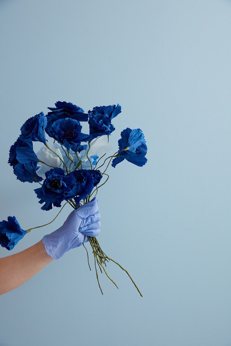 Studio About · Paper flower ice poppy blue