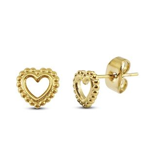 Oorbellen · open hart met bolletjes goud