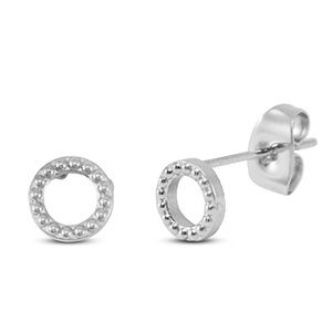 Oorbellen · open rond met bolletjes silver