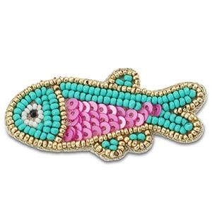 Broche · vis turquoise-pink-gold