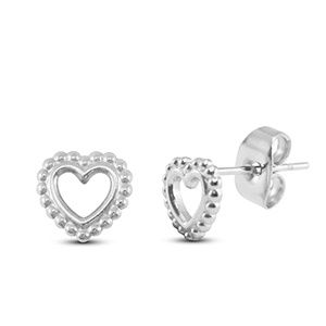 Oorbellen · open hart met bolletjes silver
