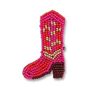 Broche · cowboylaarzen pink-red-gold