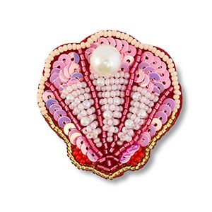 Broche · schelp pink-red-white-gold