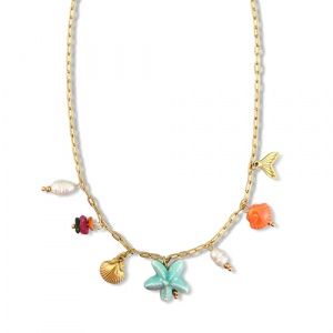 Ketting met bedels zeester goud