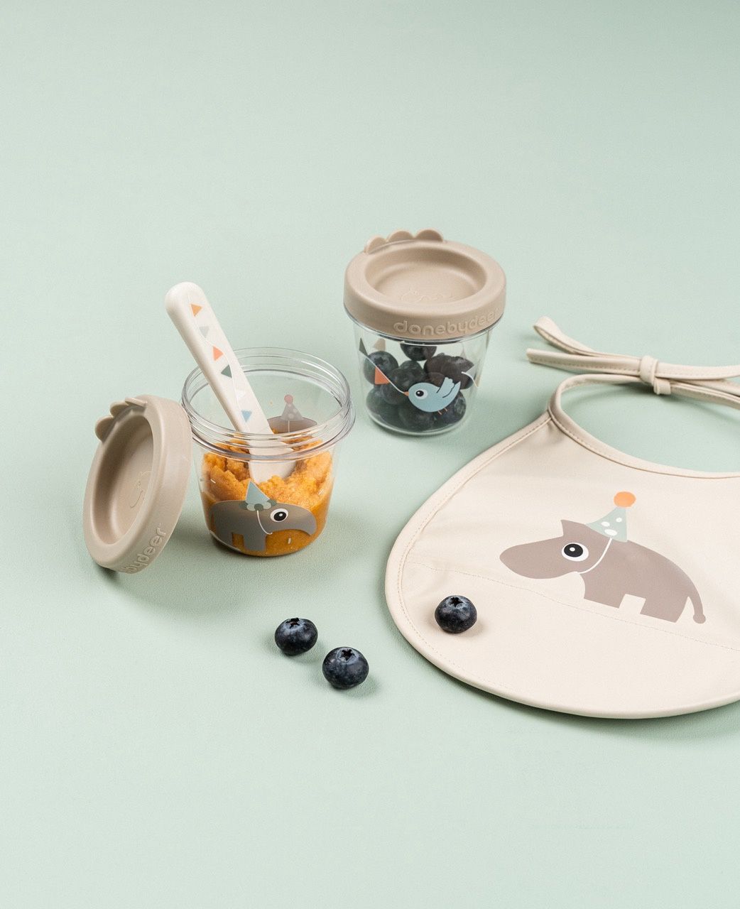 Done by Deer · Babyvoedingscontainer 2-pack - feest - beige