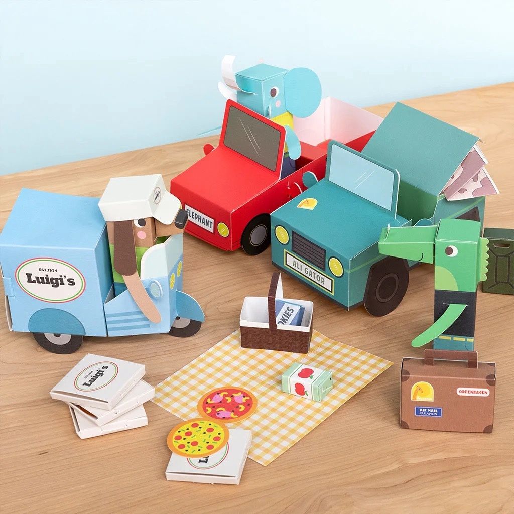 REX 3D card craft playset - Animal Automobiles