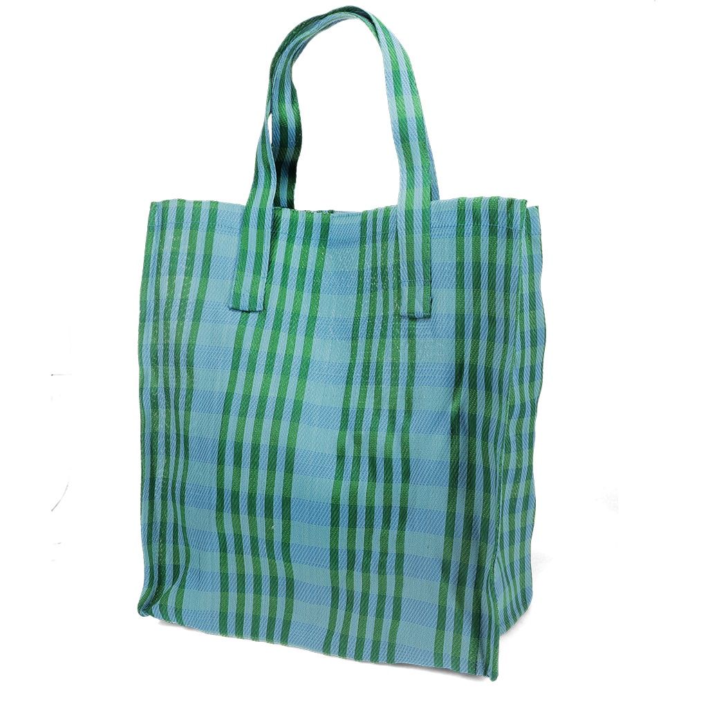REX · Recycled woven shopping bag - Blue and green