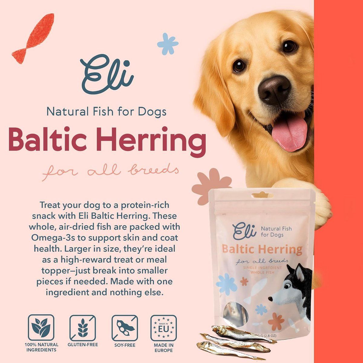 ELI Hondensnack · Gedroogde Baltische haring