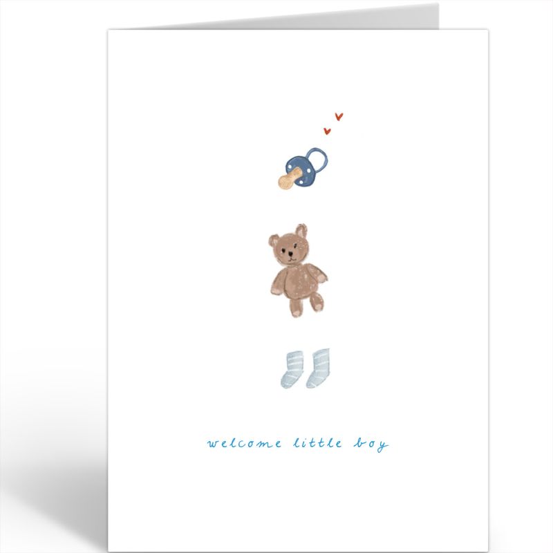 Wenskaart Nadine · WELCOME LITTLE BOY BLAUW