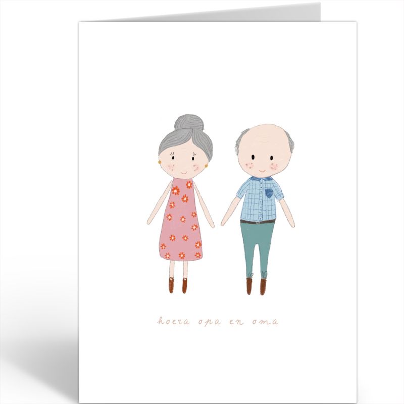 Wenskaart Nadine · HOERA OPA EN OMA