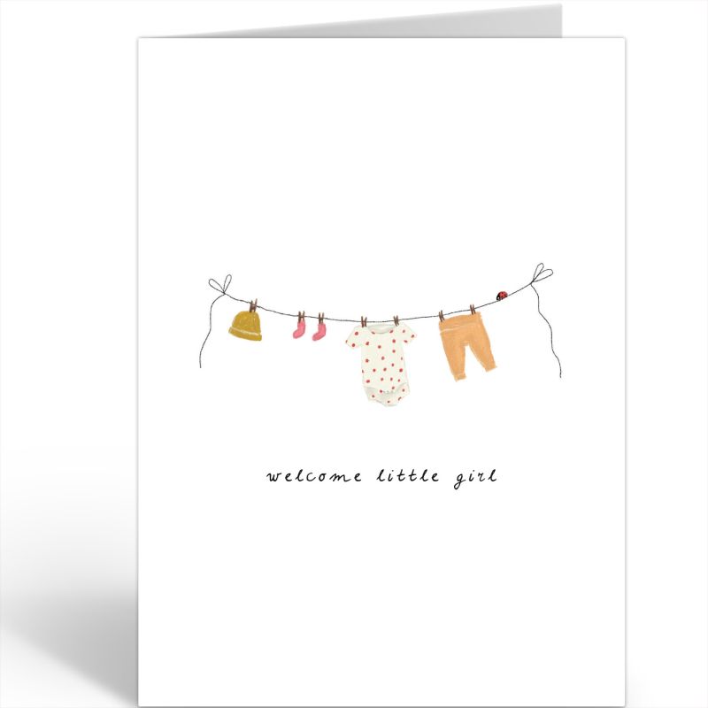 Wenskaart Nadine · WELCOME LITTLE GIRL | ZWARTE LETTERS