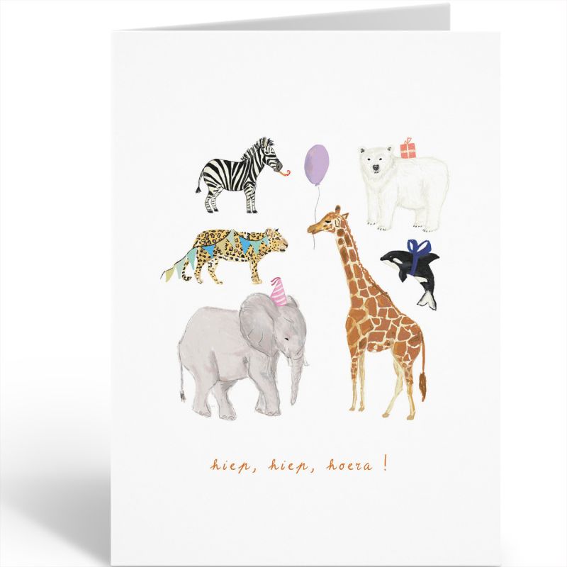 Wenskaart Nadine ·  HIEP HIEP HOERA - DIEREN