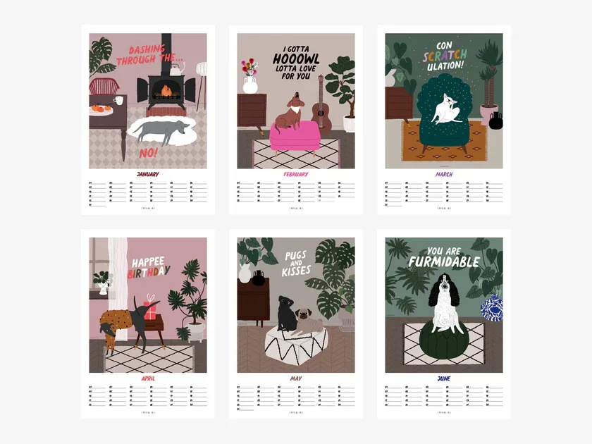 Wall calender petisfaction "dogs"