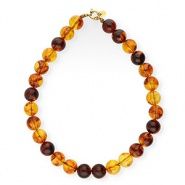 Kralenketting Amber brown-gold