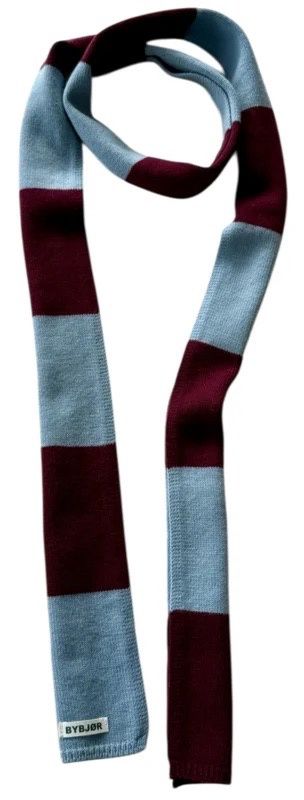Bybjor · Merino ribbon scarf ijsblauw aubergine
