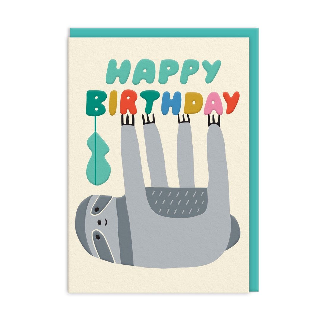 Wenskaart · Sloth Happy Birthday